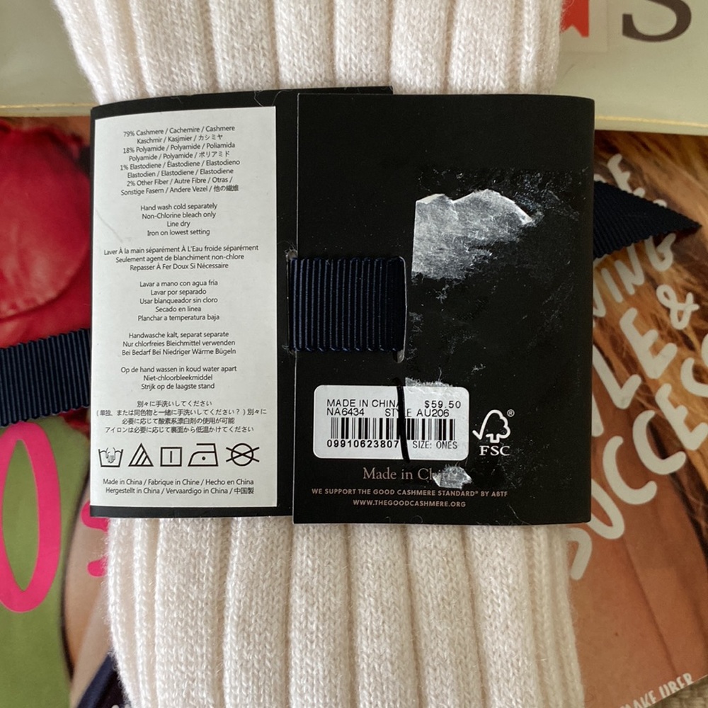 “J.Crew” ivory cashmere blend socks; NEW - Picture 5 of 6